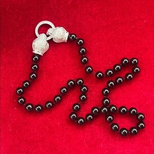 Elegant Black and Silver Necklace with Crystal Accent